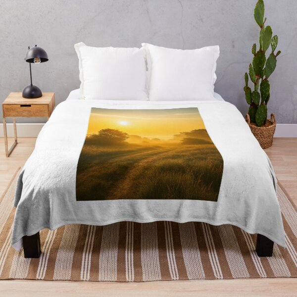 Item preview, sunrise, morning light, golden hour, misty landscape, nature, countryside, peaceful, warm tones, rural path designed and sold by Leonornature.