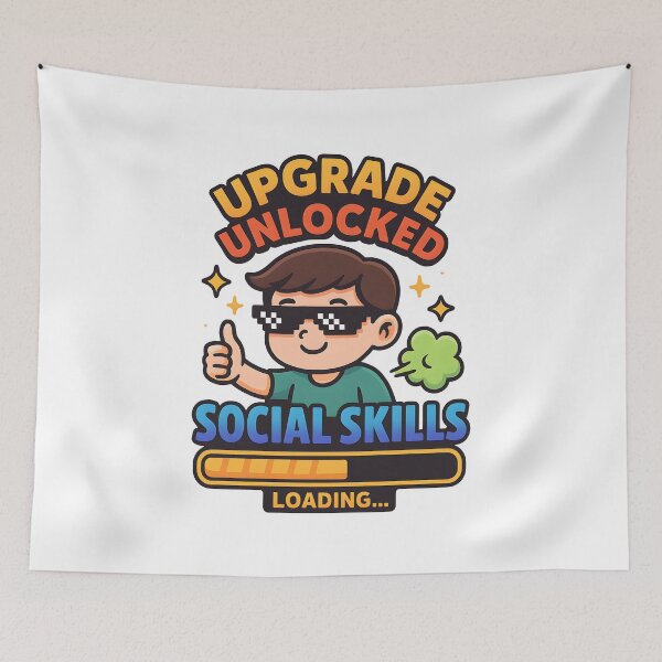 Item preview, Funny Level Up Social Skills Gamer Meme T-Shirt Design. designed and sold by The-T-In-Retro.