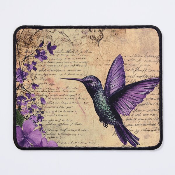 Item preview, Purple Hummingbird & Flowers Ephemera designed and sold by CraftedHome.