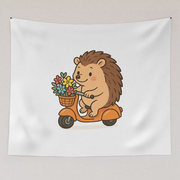 Item preview, Sweet Delivery – Hedgehog on a Flower Scooter designed and sold by MzulhilmiZam.