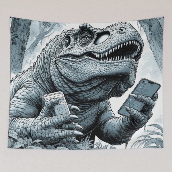 Item preview, T-Rex Using Smartphones in the Jungle designed and sold by YAM716.