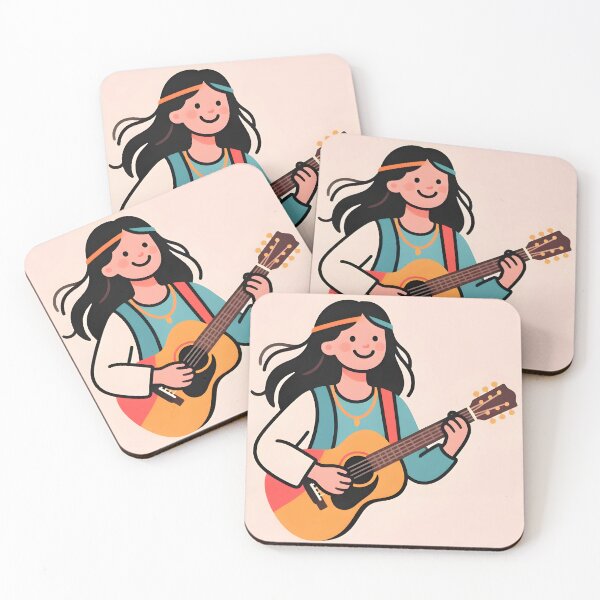 Item preview, Luna Folk Muse: Boho indie guitarist strumming soulful vibes | #Acoustic #IndieFolk #HippieChic #GroovyTunes designed and sold by Melody-Merch.
