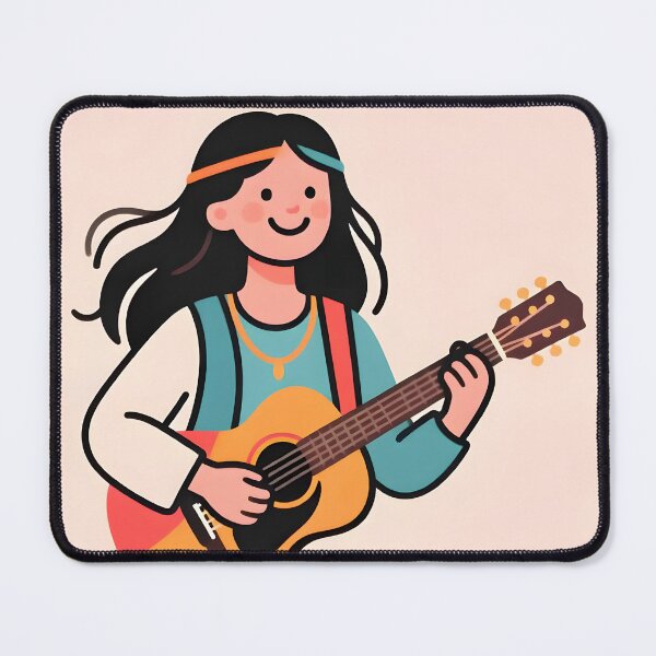 Item preview, Luna Folk Muse: Boho indie guitarist strumming soulful vibes | #Acoustic #IndieFolk #HippieChic #GroovyTunes designed and sold by Melody-Merch.