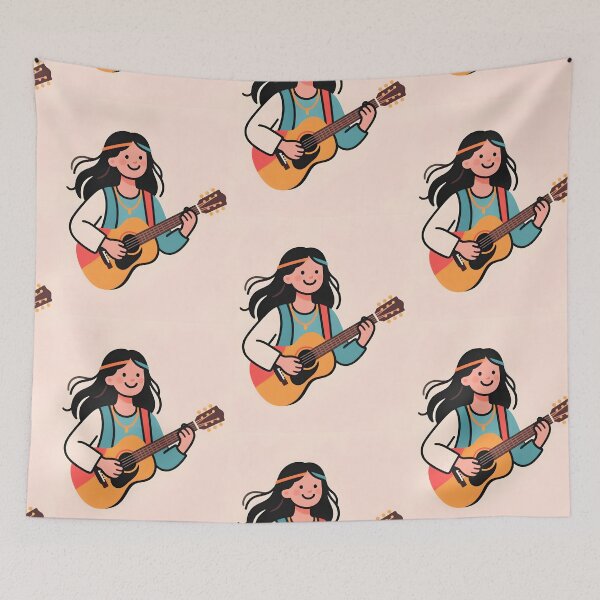 Item preview, Luna Folk Muse: Boho indie guitarist strumming soulful vibes | #Acoustic #IndieFolk #HippieChic #GroovyTunes designed and sold by Melody-Merch.