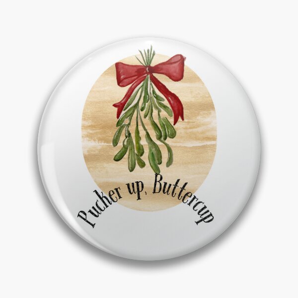 Item preview, Pucker up, Buttercup mistletoe watercolor print  designed and sold by The Baroque Brush.