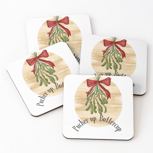 Item preview, Pucker up, Buttercup mistletoe watercolor print  designed and sold by The Baroque Brush.