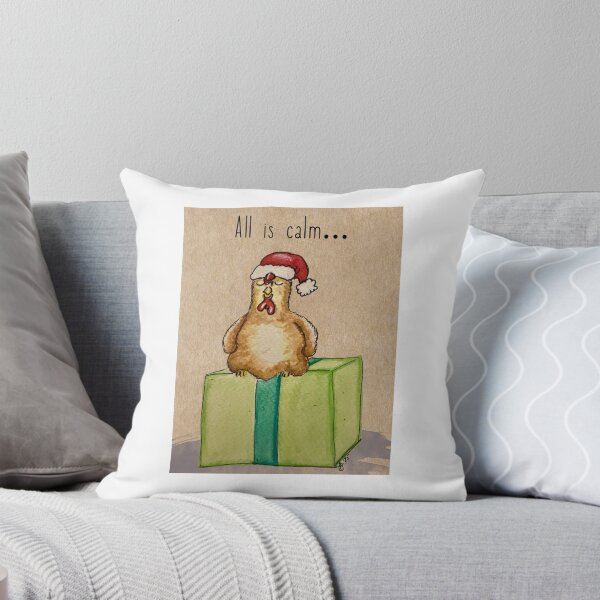 Item preview, All is Calm Christmas chicken print  designed and sold by The Baroque Brush.