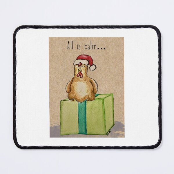Item preview, All is Calm Christmas chicken print designed and sold by The Baroque Brush.