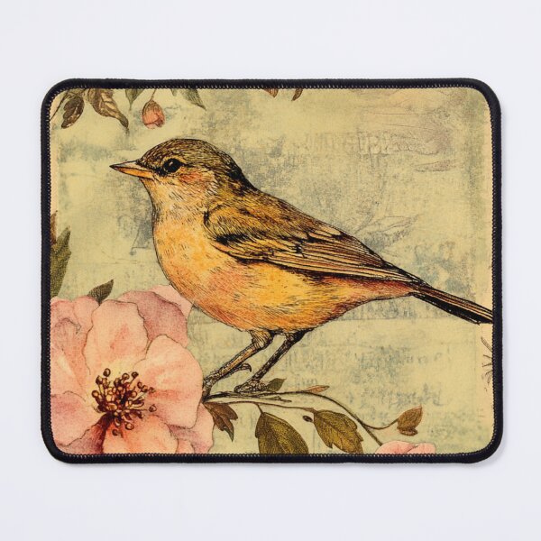 Item preview, Delicate Yellow Bird on Branch with Pink Flowers designed and sold by CraftedHome.