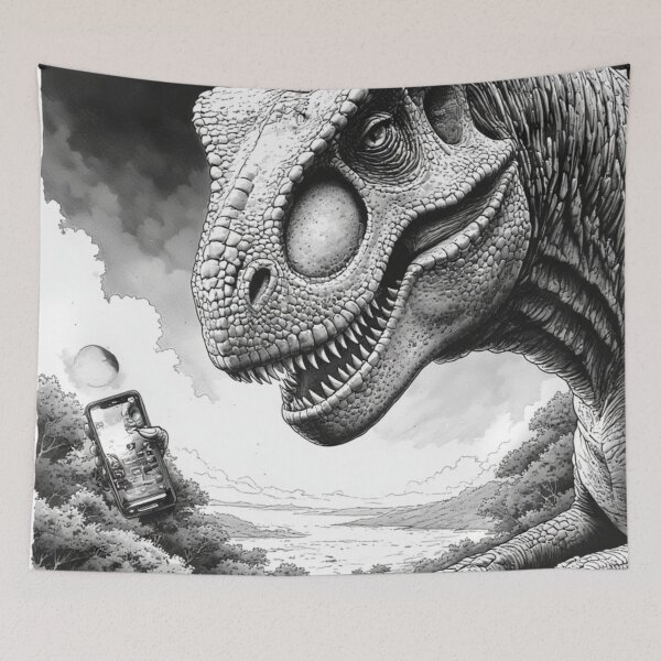 Item preview, T-Rex Selfie with the Moon   designed and sold by YAM716.