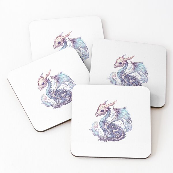 Artikelvorschau, Fantasy Skelett Drachen Sticker – Magischer Knochendrache mit leuchtenden Flügeln entworfen und verkauft von inkedcharmco.