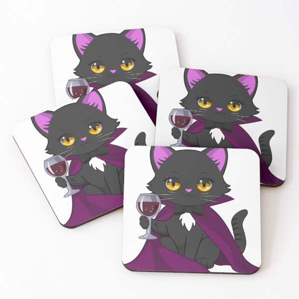 Item preview, Cute Halloween Vampire Cat Holding a Glass of Wine designed and sold by Moon-Designn.