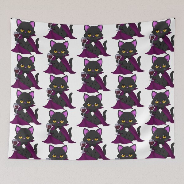 Item preview, Cute Halloween Vampire Cat Holding a Glass of Wine designed and sold by Moon-Designn.