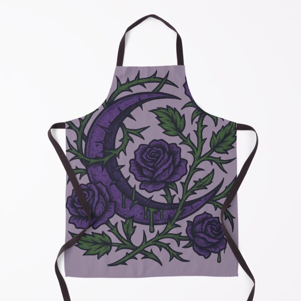 Item preview, Gothic Crescent Moon Thorned Roses Green Purple designed and sold by Sturdust.