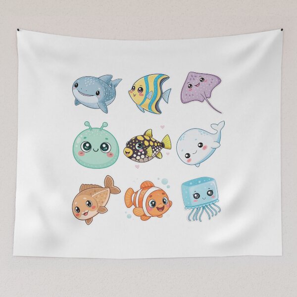 Item preview, Cute Ocean Animals Kawaii Sea Creature Sticker Set designed and sold by DariaOltes.