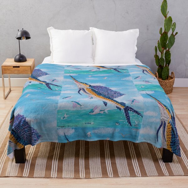 Item preview, Sailfish with flying fish painting designed and sold by WolfRaven Creations.