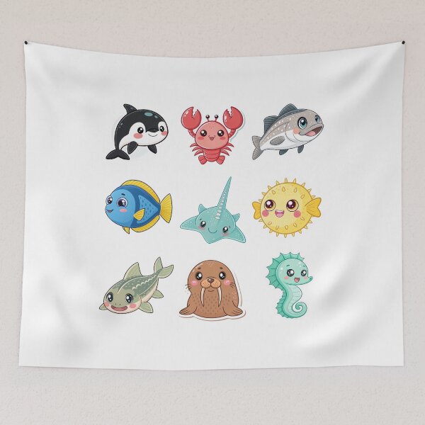 Item preview, Cute Kawaii Ocean Animals – Adorable Sea Creature Sticker Pack designed and sold by DariaOltes.