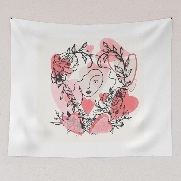Item preview, Corazón de mujer: Arte lineal abstracto femenino y energía floral designed and sold by ByMile.