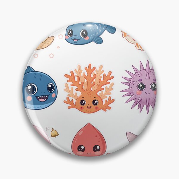 Item preview, Smiling Sea Creatures and Coral Kawaii Ocean Set designed and sold by DariaOltes.