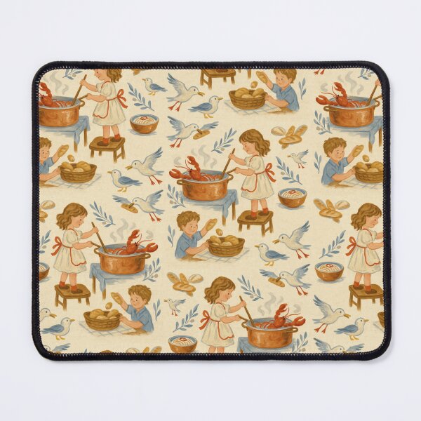 Item preview, Lobster Stew & Seaside Bread — Coastal Kids Kitchen Vintage Pattern designed and sold by AtelierBrumeArt.