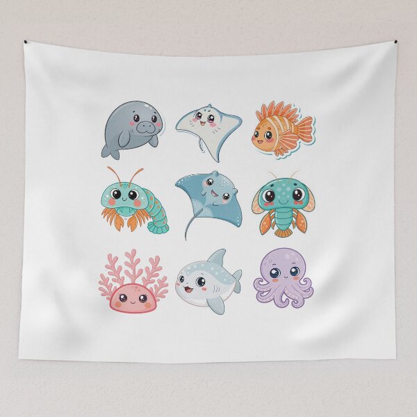 Item preview, Kawaii Sea Life Cartoon Animal Sticker Collection designed and sold by DariaOltes.