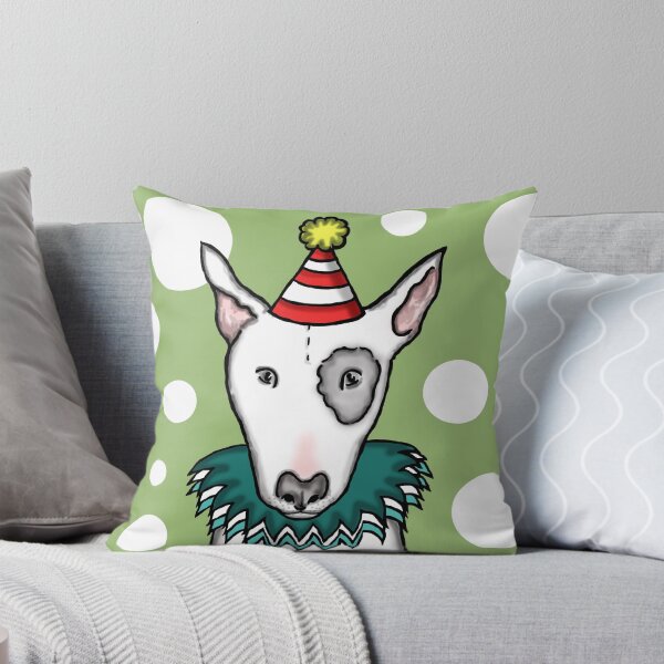 Item preview, English Bull Terrier in a party hat - Pattern 1 designed and sold by Helen McCartney Designs.