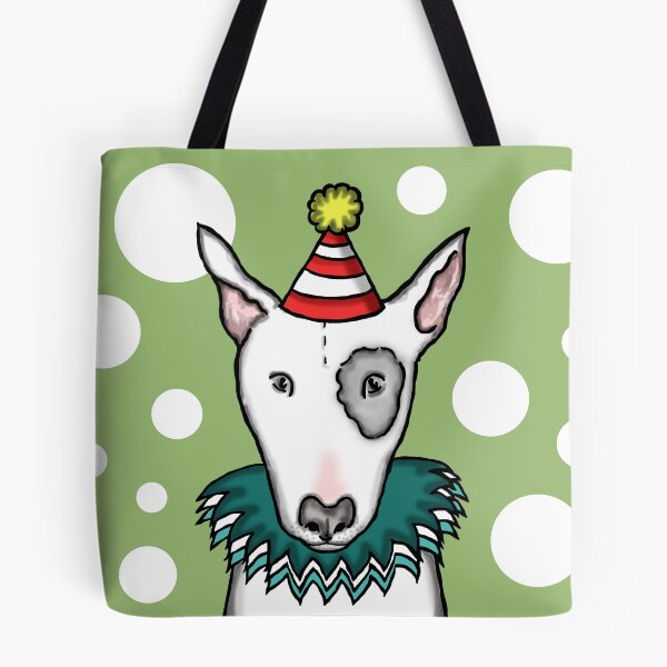 Item preview, English Bull Terrier in a party hat - Pattern 1 designed and sold by Helen McCartney Designs.