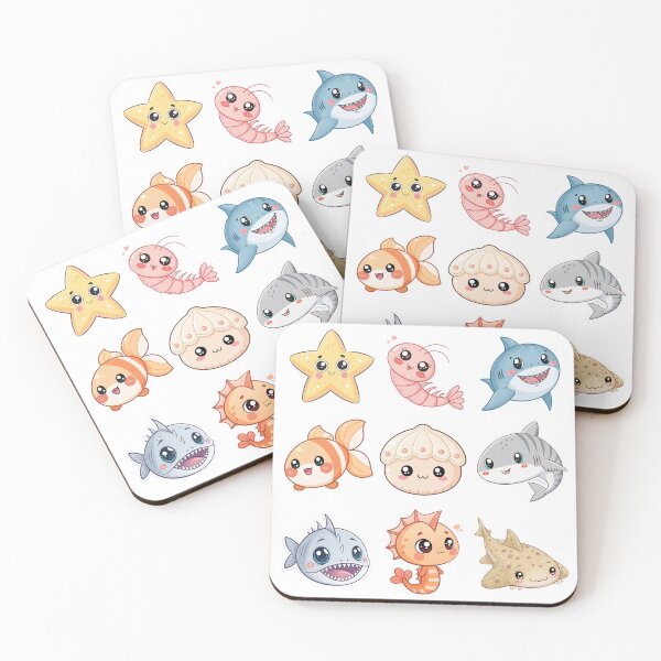 Item preview, Kawaii Sea Creatures with Sharks and Starfish designed and sold by DariaOltes.