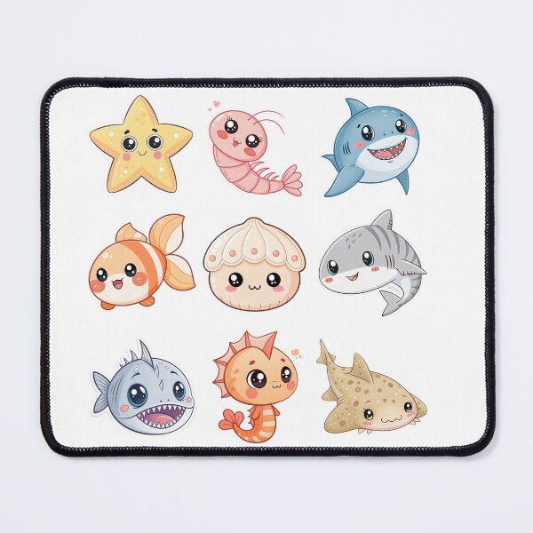 Item preview, Kawaii Sea Creatures with Sharks and Starfish designed and sold by DariaOltes.