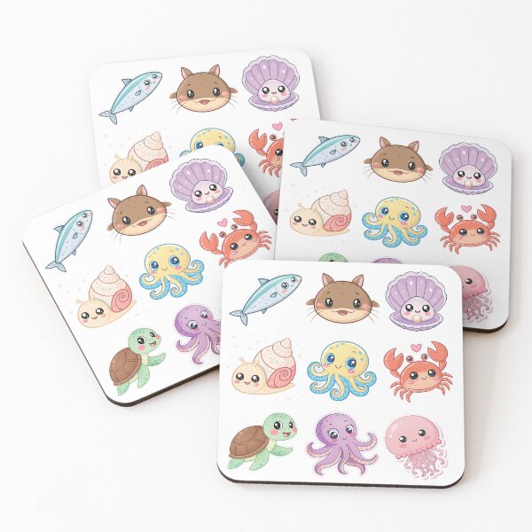 Item preview, Ocean Friends Kawaii Collection with Shells & Octopus designed and sold by DariaOltes.