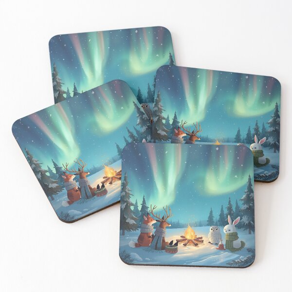 Item preview, Northern Lights Gathering in the Winter Forest designed and sold by WildlifeWhimsy.