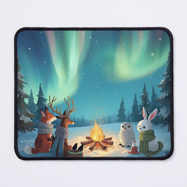 Item preview, Northern Lights Gathering in the Winter Forest designed and sold by WildlifeWhimsy.