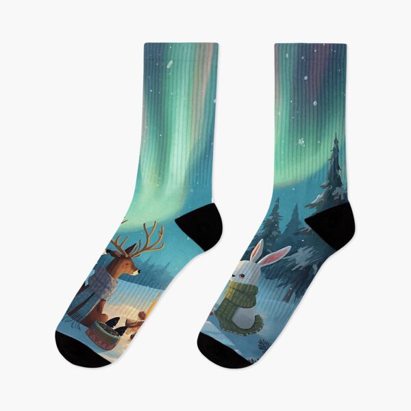 Item preview, Northern Lights Gathering in the Winter Forest designed and sold by WildlifeWhimsy.
