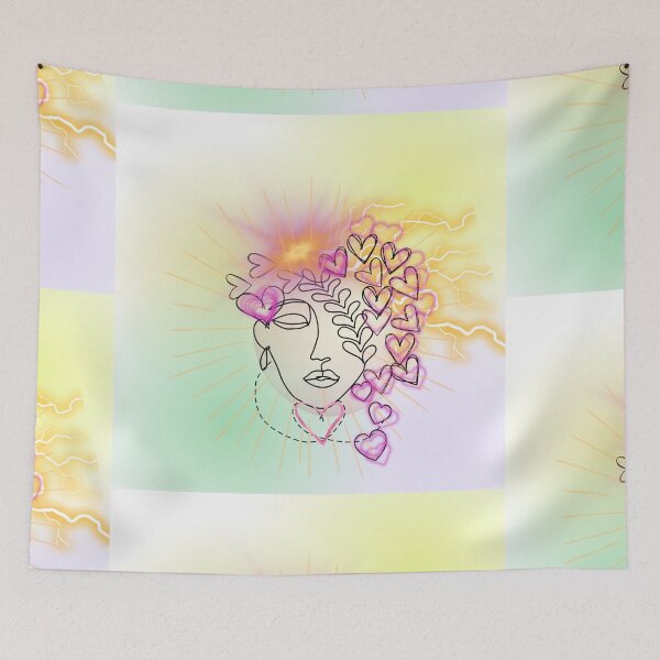 Item preview, Crowned by Emotion – Abstract Woman with Heart & Lightning Energy designed and sold by ByMile.