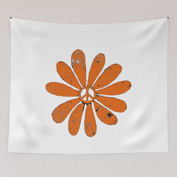 Item preview, Hippie Peace Sign Flower Orange Distressed Look designed and sold by Swigalicious.