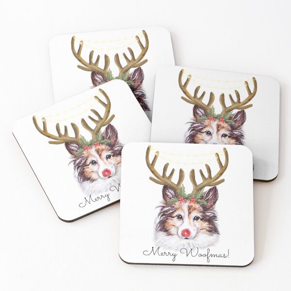 Item preview, Cute Watercolor Christmas Sheltie Reindeer designed and sold by ZoesPlace.