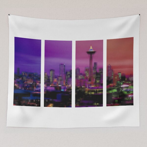 Item preview, Pixel Seattle Skyline Sunset Quad Split designed and sold by Grathicks.