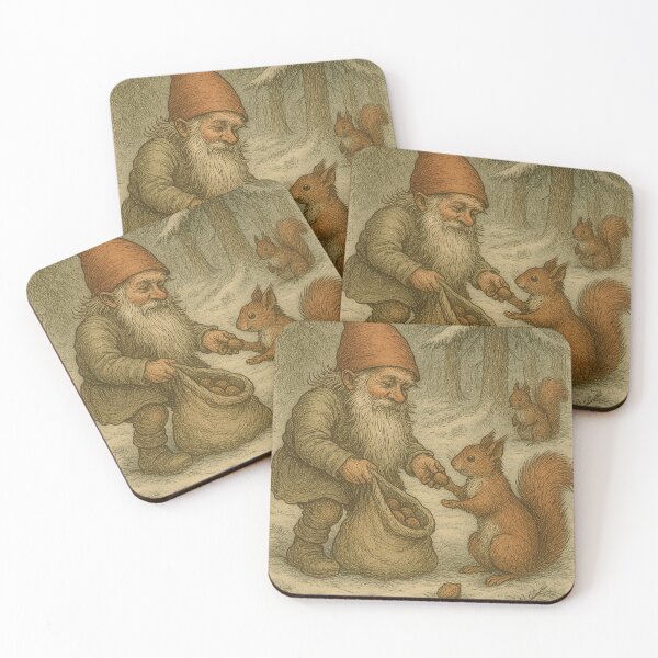 Item preview, Gnome Feeding a Squirrel Scandinavian folklore designed and sold by Meandmyshop.