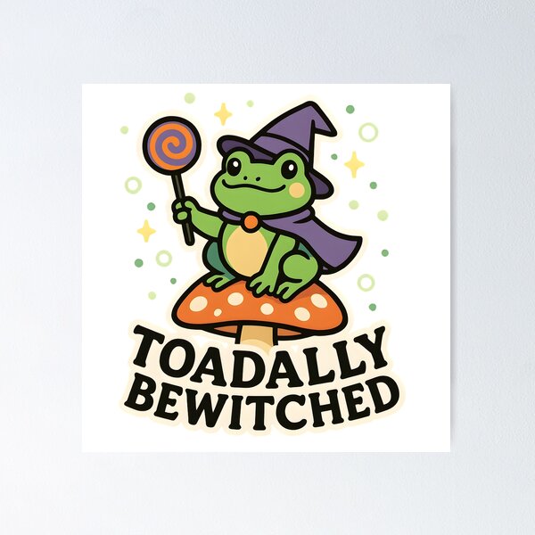 Item preview, Toadally Bewitched — Cute Witch Frog on a Mushroom designed and sold by Cheerioza.