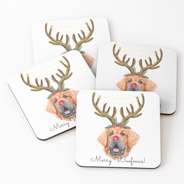 Item preview, Cute Watercolor Christmas Tibetan Mastiff Reindeer designed and sold by ZoesPlace.