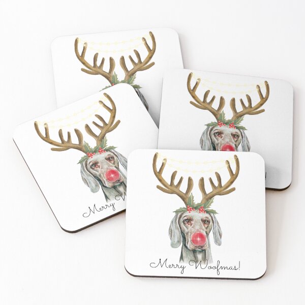 Item preview, Cute Watercolor Christmas Weimaraner Reindeer designed and sold by ZoesPlace.