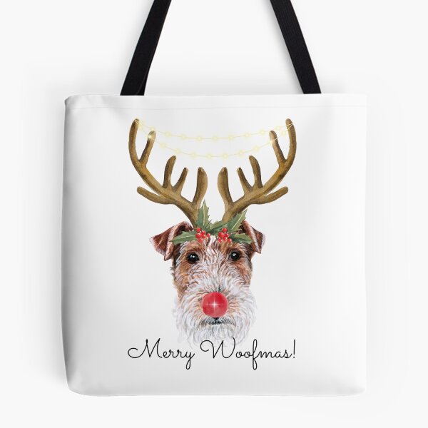 Item preview, Cute Watercolor Christmas Wire Fox Terrier Reindeer designed and sold by ZoesPlace.