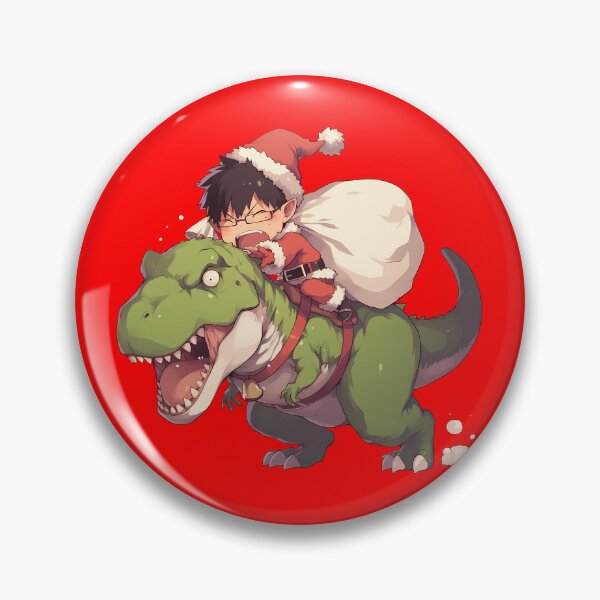 Item preview, Yukio Okumura Riding Green Dinosaur In Christmas Santa Claus Blue Exorcist Anime designed and sold by TorbenKuhano.