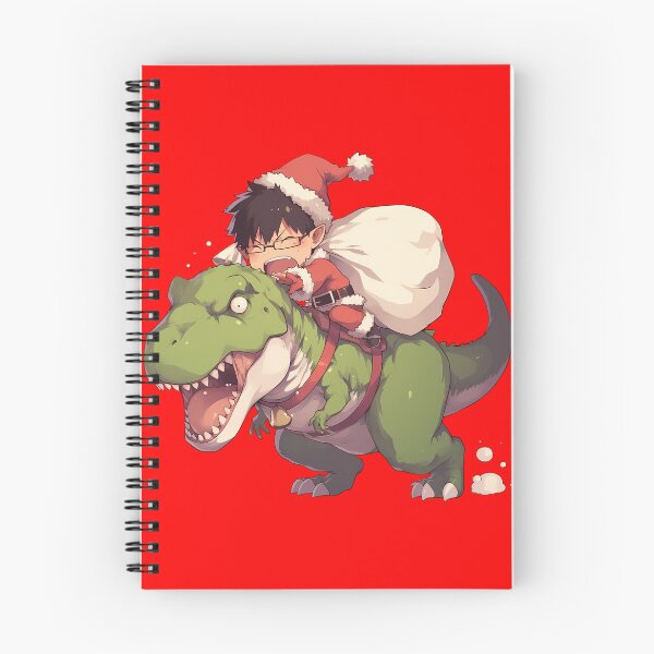 Item preview, Yukio Okumura Riding Green Dinosaur In Christmas Santa Claus Blue Exorcist Anime designed and sold by TorbenKuhano.