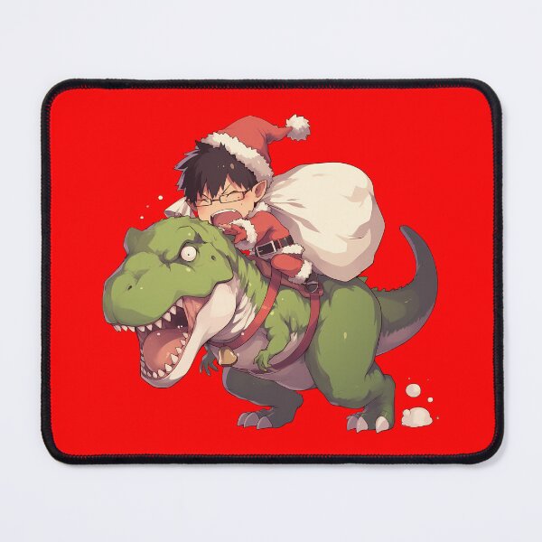 Item preview, Yukio Okumura Riding Green Dinosaur In Christmas Santa Claus Blue Exorcist Anime designed and sold by TorbenKuhano.