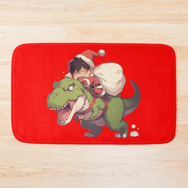 Item preview, Yukio Okumura Riding Green Dinosaur In Christmas Santa Claus Blue Exorcist Anime designed and sold by TorbenKuhano.