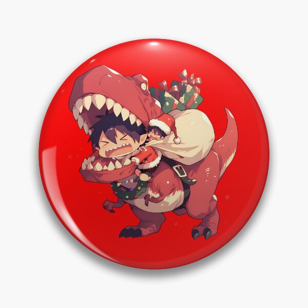 Item preview, Mephisto Pheles Riding Red Dinosaur In Christmas Santa Claus Blue Exorcist Anime designed and sold by TorbenKuhano.
