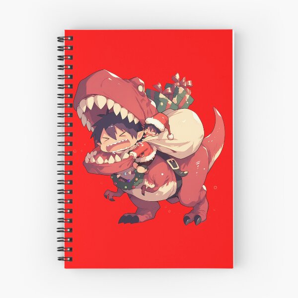 Item preview, Mephisto Pheles Riding Red Dinosaur In Christmas Santa Claus Blue Exorcist Anime designed and sold by TorbenKuhano.