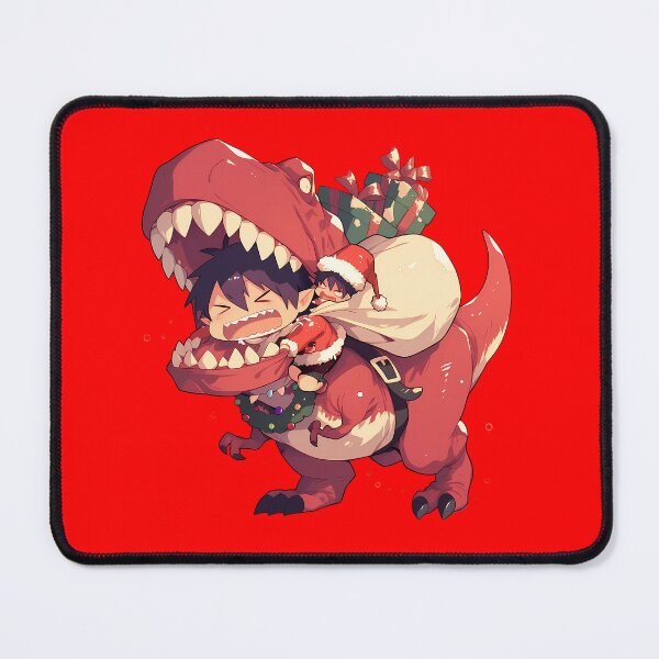 Item preview, Mephisto Pheles Riding Red Dinosaur In Christmas Santa Claus Blue Exorcist Anime designed and sold by TorbenKuhano.