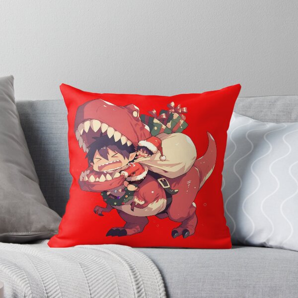 Item preview, Mephisto Pheles Riding Red Dinosaur In Christmas Santa Claus Blue Exorcist Anime designed and sold by TorbenKuhano.